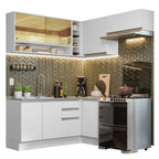 Armário de Cozinha Completa de Canto 349cm Branco Glamy Madesa 06