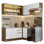 Armário de Cozinha Completa de Canto 349cm Rustic/Branco Glamy Madesa 06