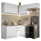Armário de Cozinha Completa de Canto 349cm Branco Glamy Madesa 07