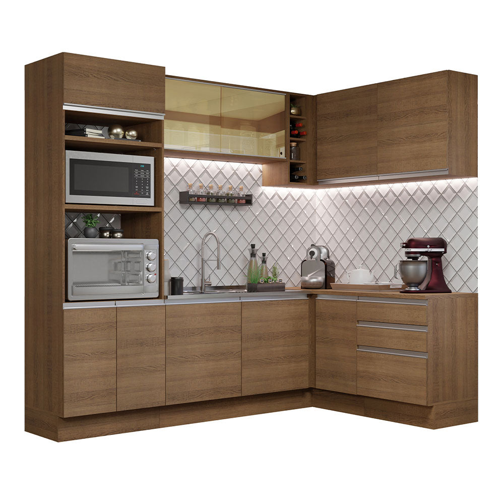 Armário de Cozinha Completa de Canto 399cm Rustic Glamy Madesa 02