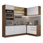 Armário de Cozinha Completa de Canto 399cm Rustic Branco Glamy Madesa 02