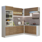 Armário de Cozinha Completa de Canto 419cm Branco/Rustic Glamy Madesa 01