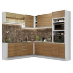 Armário de Cozinha Completa de Canto 459cm Branco Rustic Glamy Madesa 01