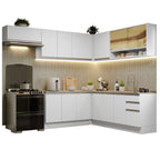 Armário de Cozinha Completa de Canto 469cm Branco Glamy Madesa 01