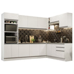 Armário de Cozinha Completa de Canto 479cm Branco Glamy Madesa 01
