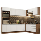 Armário de Cozinha Completa de Canto 479cm Rustic Branco Glamy Madesa 01