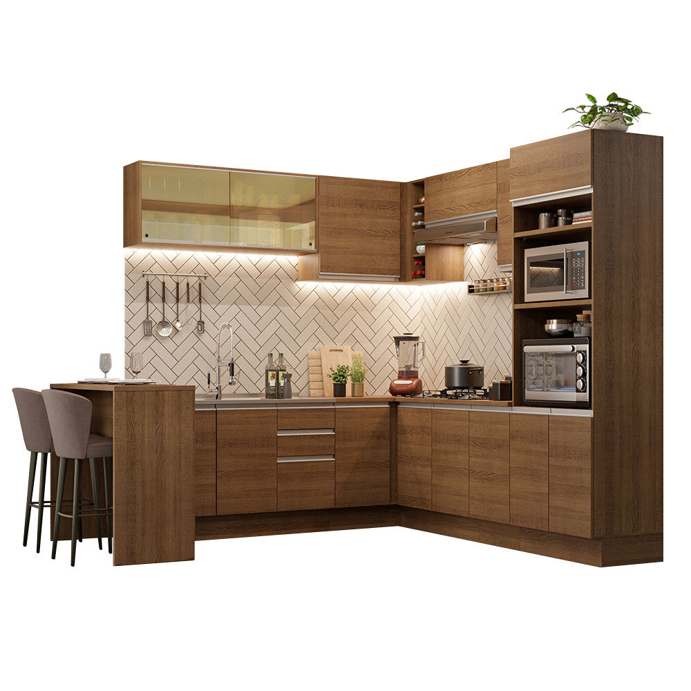 Armário de Cozinha Completa de Canto 504cm Rustic Glamy Madesa 01