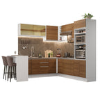 Armário de Cozinha Completa de Canto 504cm Branco/Rustic Glamy Madesa 01