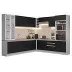 Armário de Cozinha Completa 549cm Branco/Preto Glamy Madesa 01