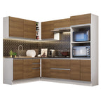Armário de Cozinha Completa de Canto 100% MDF 419cm Branco/Rustic Acordes Madesa 03