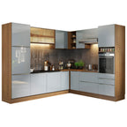 Armário de Cozinha Completa de Canto 526cm Rustic/Cinza Lux Madesa 01