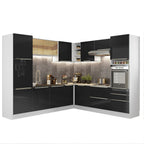 Armário de Cozinha Completa de Canto 546 x 60 cm Branco/Preto Lux Madesa 01