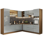 Armário de Cozinha Completa de Canto 546 x 60 cm Rustic/Cinza Lux Madesa 01