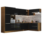 Armário de Cozinha Completa de Canto 546cm Rustic/Preto Lux Madesa 05