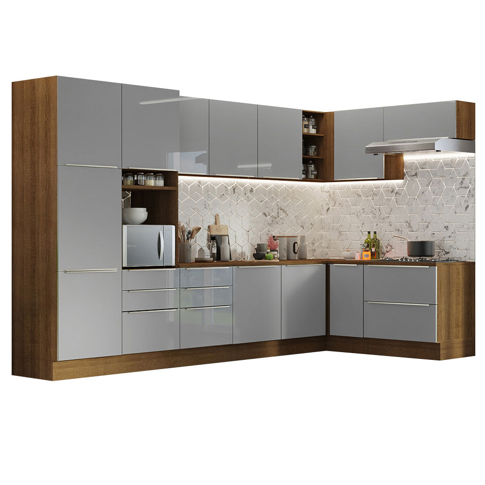 Armário de Cozinha Completa de Canto 546cm Rustic/Cinza Lux Madesa 05