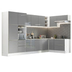 Armário de Cozinha Completa de Canto 546 x 60 cm Branco/Cinza Lux Madesa 05