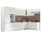 Armário de Cozinha Completa de Canto 546 x 60 cm Branco Veludo Lux Madesa 05
