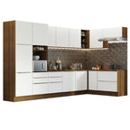 Armário de Cozinha Completa de Canto 546cm Rustic/Branco Veludo Lux Madesa 05