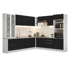 Armário de Cozinha Completa de Canto 549 cm Branco/Preto Lux Madesa 01