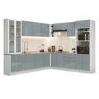 Armário de Cozinha Completa de Canto 549 cm Branco/Cinza Lux Madesa 01