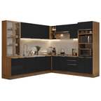 Armário de Cozinha Completa 566 x 60 cm Rustic/Preto Lux Madesa 01