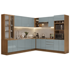Armário de Cozinha Completa 566cm Rustic/Cinza Lux Madesa 01