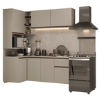 Armário de Cozinha Completa de Canto 265 cm Suspensa Crema Nice Madesa 06