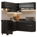 Armário de Cozinha Completa de Canto Suspenso 325 cm Preto Nice Madesa 02