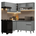 Armário de Cozinha Completa de Canto 325cm Cinza Nice Madesa 03