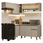 Armário de Cozinha Completa de Canto 325 cm Crema Nice Madesa 04