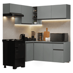 Armário de Cozinha Completa de Canto Suspenso 325cm Cinza Nice Madesa 05