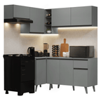 Armário de Cozinha Completa de Canto 325cm Cinza Nice Madesa 06