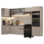 Armário de Cozinha Completa de Canto Suspenso 385cm Crema Nice Madesa 01