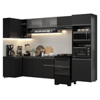 Armário de Cozinha Completa de Canto Suspenso 385 cm Preto Nice Madesa 01