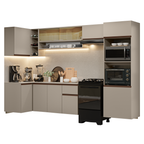 Armário de Cozinha Completa de Canto Suspenso 385cm Crema Nice Madesa 02