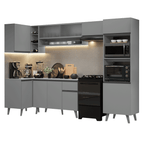 Armário de Cozinha Completa de Canto 385cm Cinza Nice Madesa 03