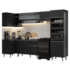 Armário de Cozinha Completa de Canto 385 cm Preto Nice Madesa 04