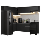 Armário de Cozinha Completa de Canto Suspenso 405 cm Preto Nice Madesa 01