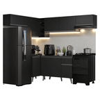 Armário de Cozinha Completa de Canto 405 cm Preto Nice Madesa 02