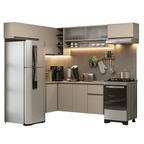 Armário de Cozinha Completa de Canto Suspensa 405 cm Crema Nice Madesa 03