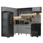Armário de Cozinha Completa de Canto 405cm Cinza Nice Madesa 06