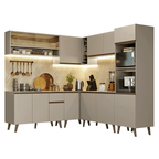 Armário de Cozinha Completa de Canto 445cm Crema Nice Madesa 01