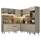 Armário de Cozinha Completa de Canto 445cm Crema Nice Madesa 02