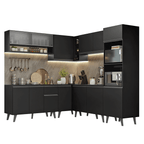 Armário de Cozinha Completa de Canto 445 cm Preto Nice Madesa 02