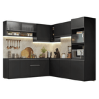 Armário de Cozinha Completa de Canto 445 cm Suspenso Preto Nice Madesa 03