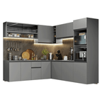 Armário de Cozinha Completa de Canto 445cm Suspensa Cinza Nice Madesa 04