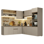 Armário de Cozinha Completa de Canto 445cm Suspensa Crema Nice Madesa 04