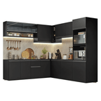 Armário de Cozinha Completa de Canto 445 cm Suspenso Preto Nice Madesa 04