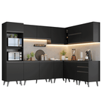 Armário de Cozinha Completa de Canto 465 cm Preto Nice Madesa 01