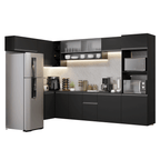 Armário de Cozinha Completa de Canto Suspenso 465 cm Preto Nice Madesa 02